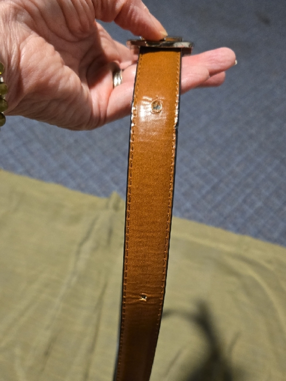 Belt with Rounded Silver Reversable Buckle - Picture 6 of 6